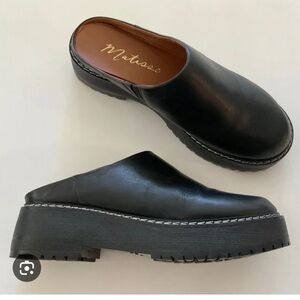 Anthropologie MATISSE Lena Chunky Platform Mule Black Leather Women’s Size 7.5